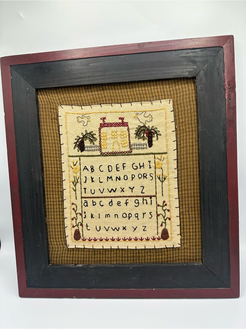 Vintage Handcrafted Embroidery Sampler Alphabet  Primitive Cottage Core